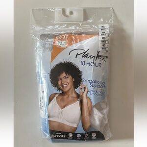 Playtex 18 Hour Sensational Support White Wire Free Bra 46D New